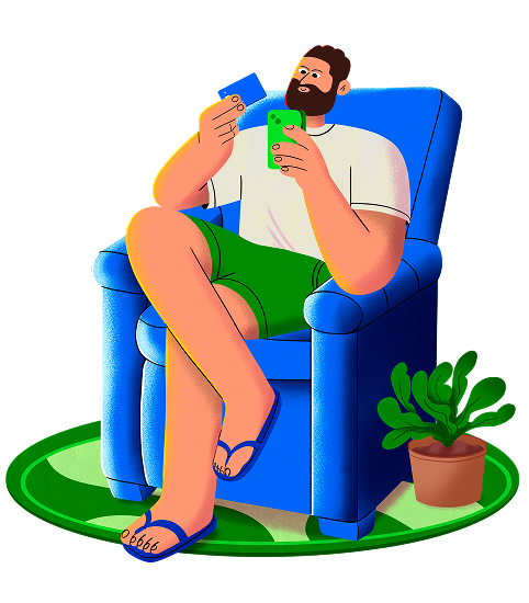 Ilustração de pessoa usando o aplicativo do Agi no celular